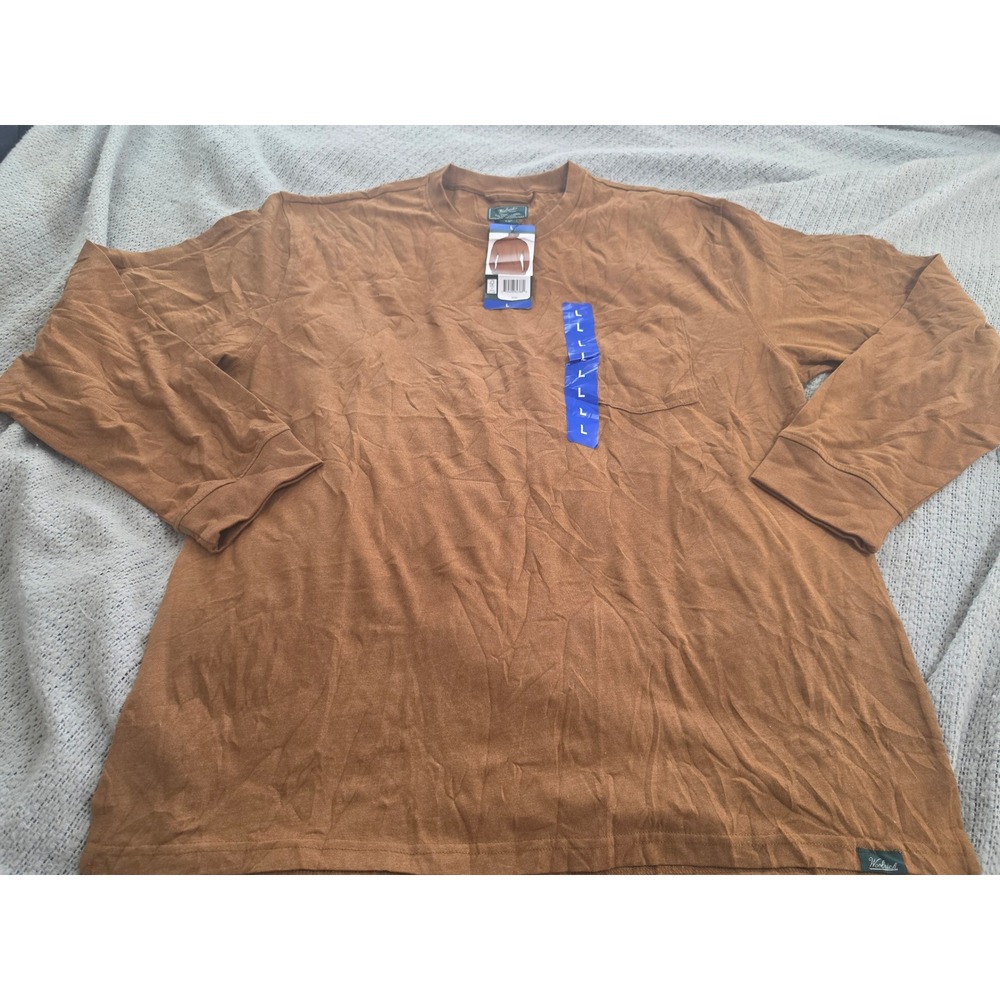 Woolrich Green Label Mens L Long Sleeve Pocket Tee Brown Cotton Blend Shirt NWT